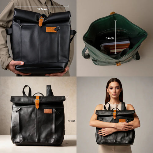 Bud Full Grain Leather Travel Backpack – Compact &amp; Everyday Carry