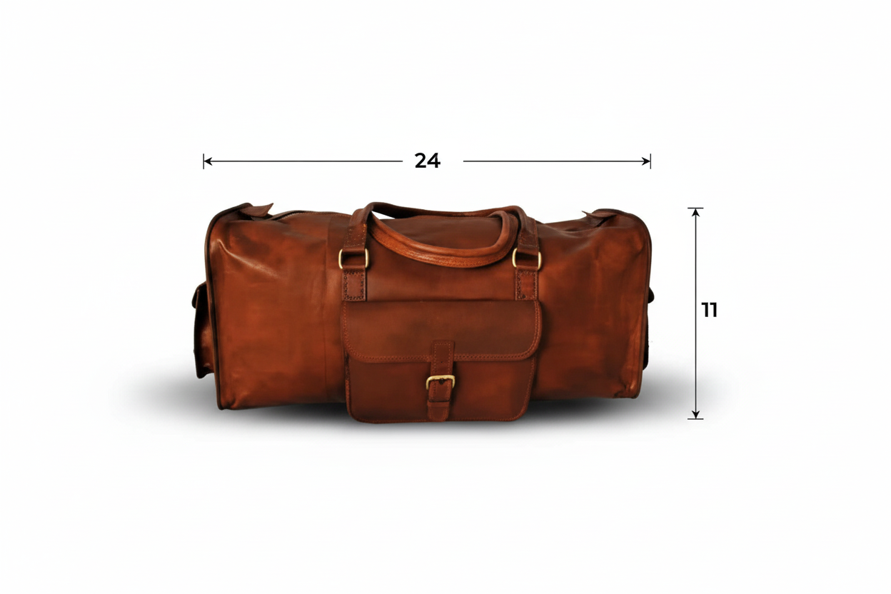 Craftshades - Handmade 24” Brown Leather Travel Bag