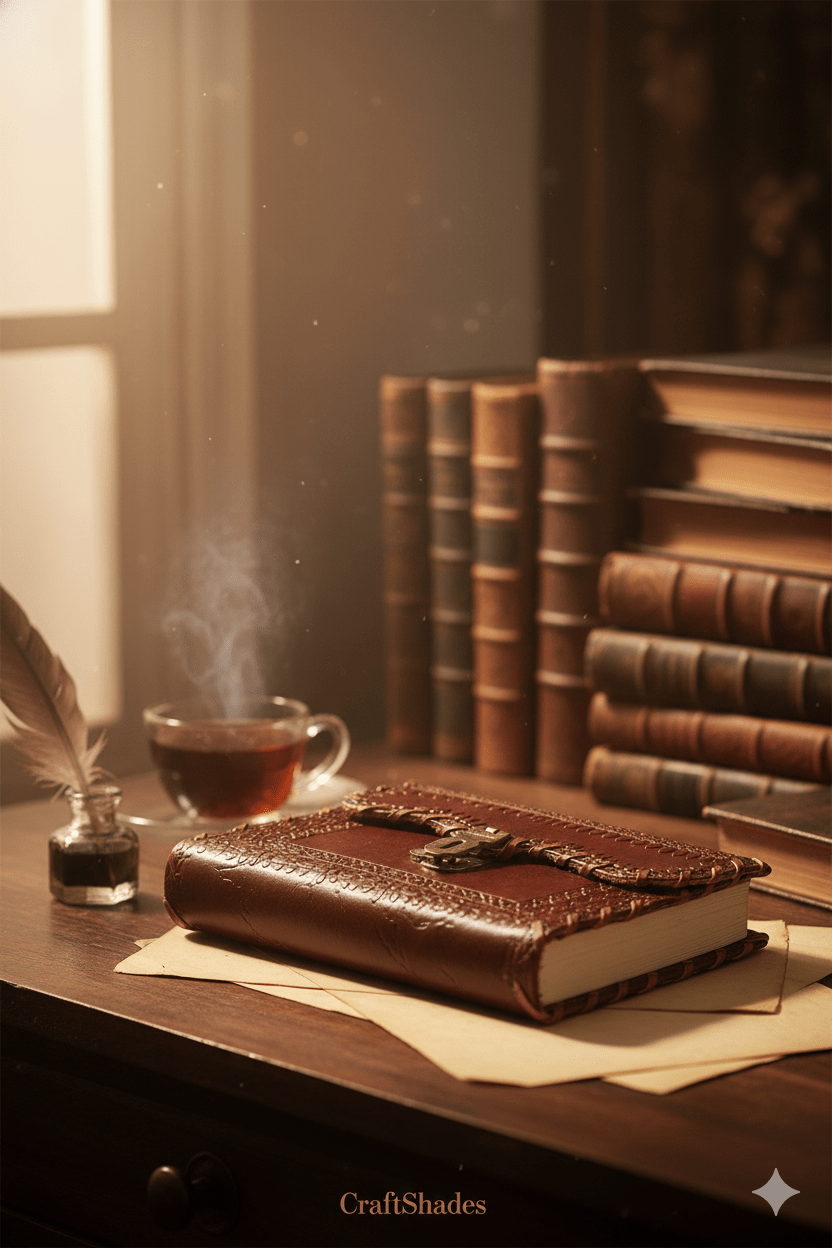 Classic Hand-Stitched Vintage Leather Diary with Brass Lock