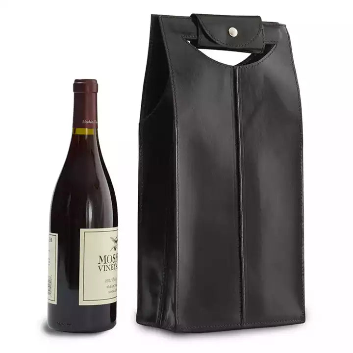 Two Wine Carrier. Leather Wine Tote. Wine Holder. Engraved Wine Tote. Leather bottle holder
