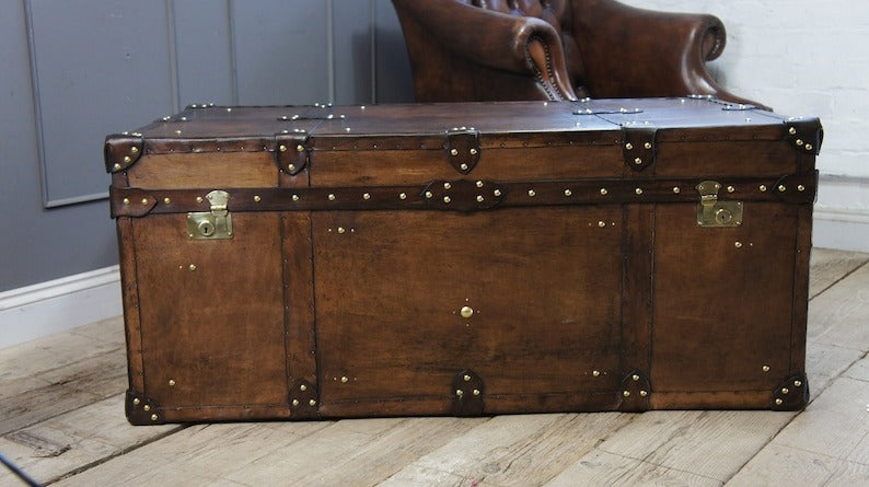 CraftShades Handmade Bridle Leather Coffee Table Trunk