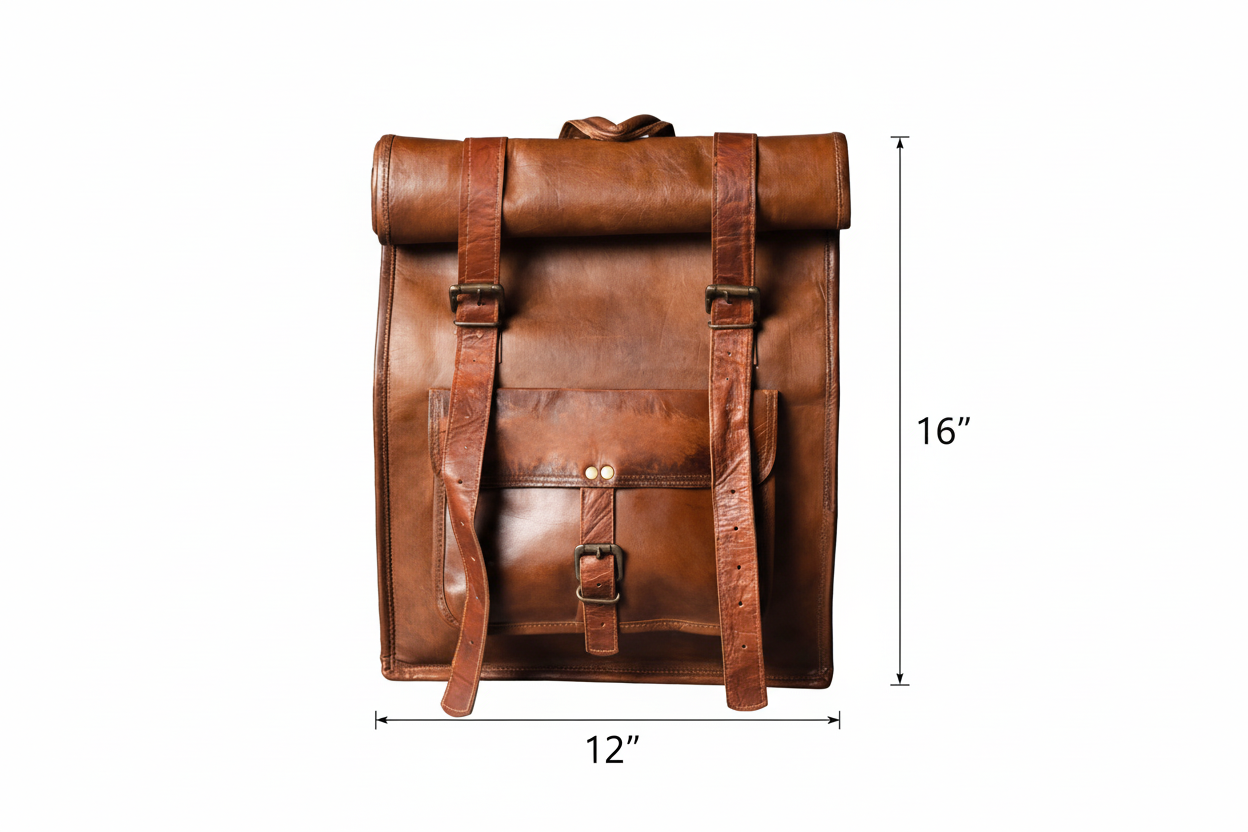 Craftshades –  Roll Top Leather Backpack | 100% Genuine Leather | Unisex