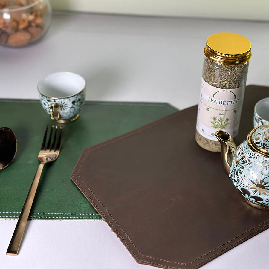 Elegant Leather Dining Table Mats – Heat &amp; Spill Resistant