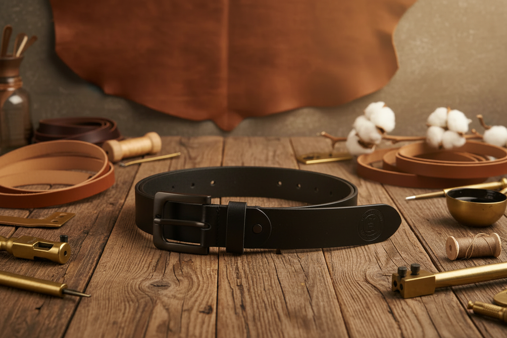 100% Genuine Premium Leather Belt - Black