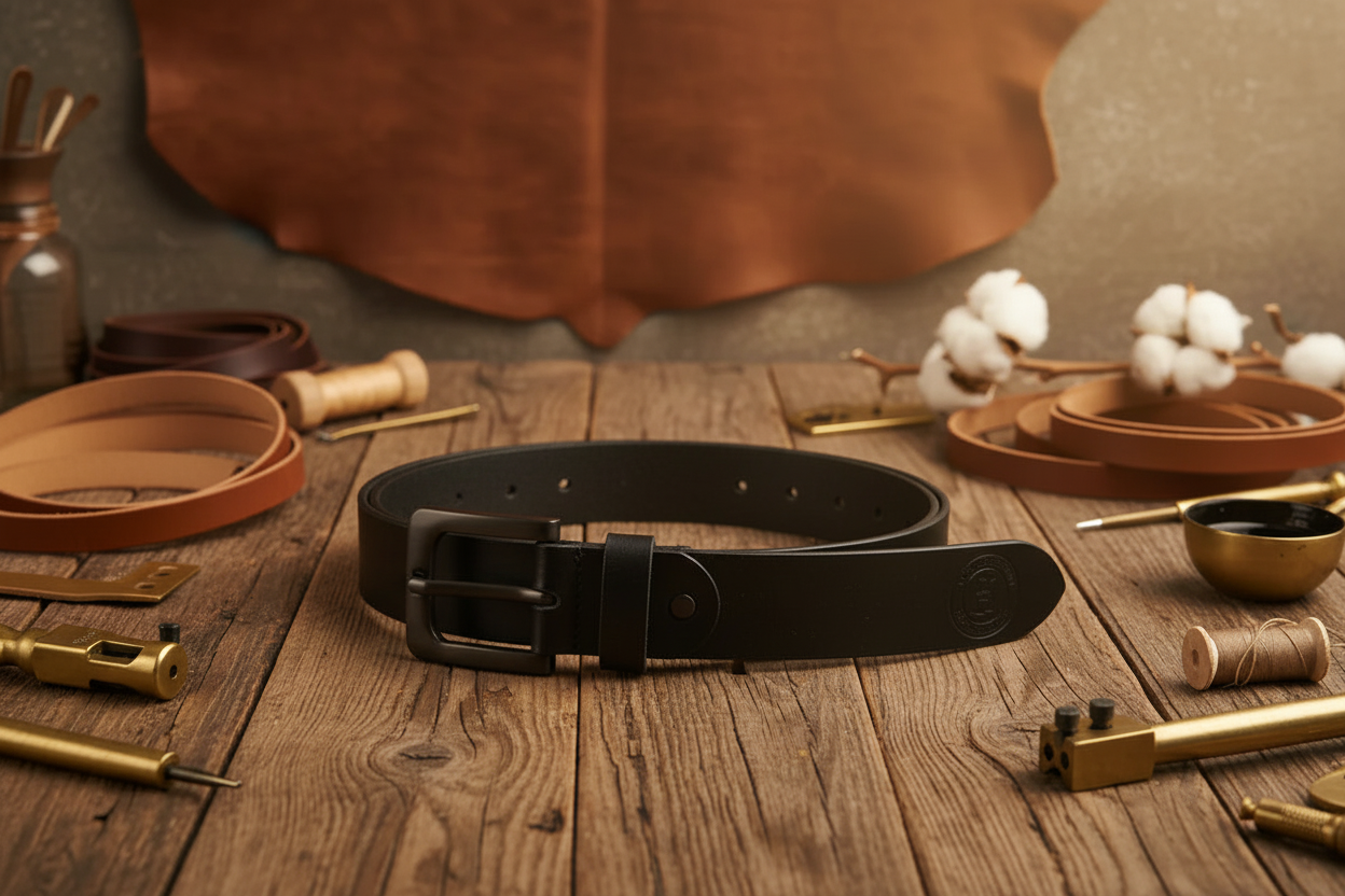 100% Genuine Premium Leather Belt - Black