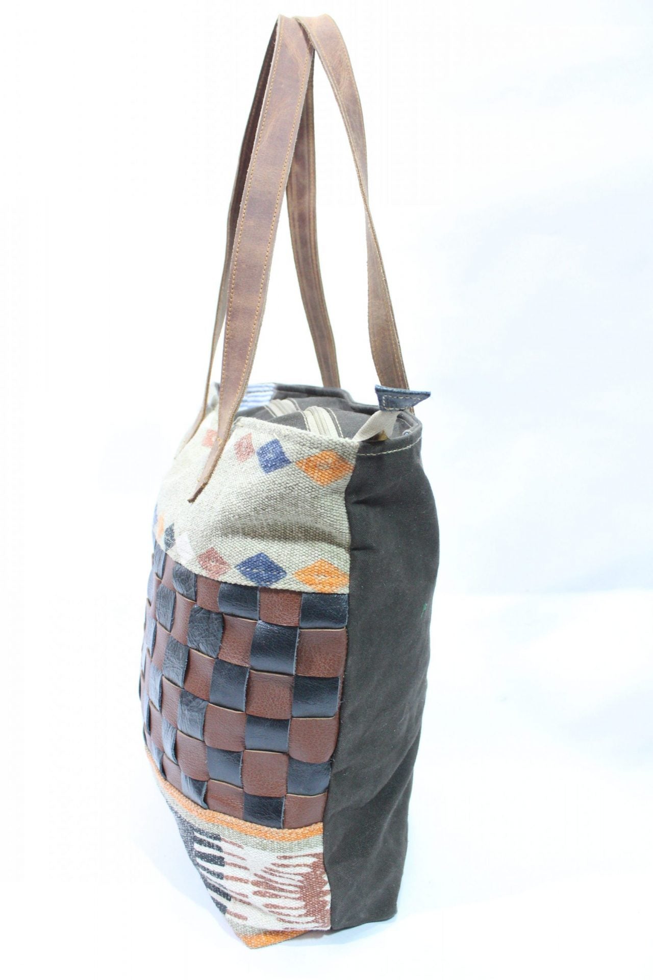 Canvas Tote Bag Checks Design