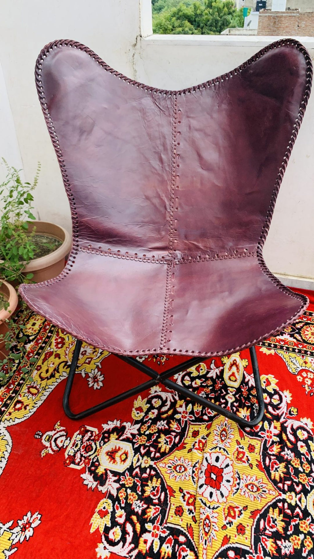 Handmade Leather Butterfly Chair, Handmade chair, foldable chair