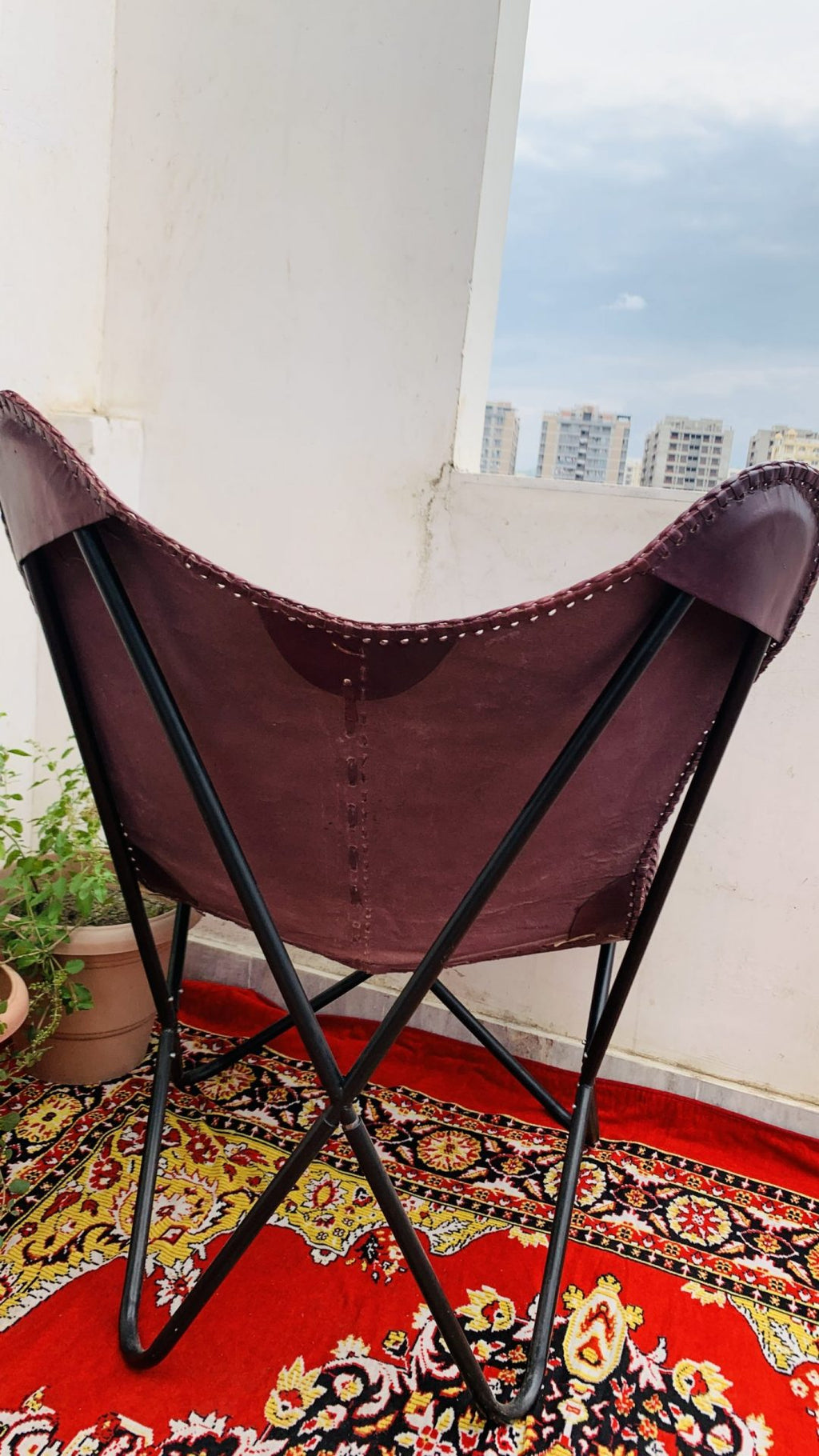 Handmade Leather Butterfly Chair, Handmade chair, foldable chair