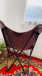 Handmade Leather Butterfly Chair, Handmade chair, foldable chair