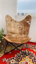 CraftShades Handmade Hairon Leather Butterfly Chair