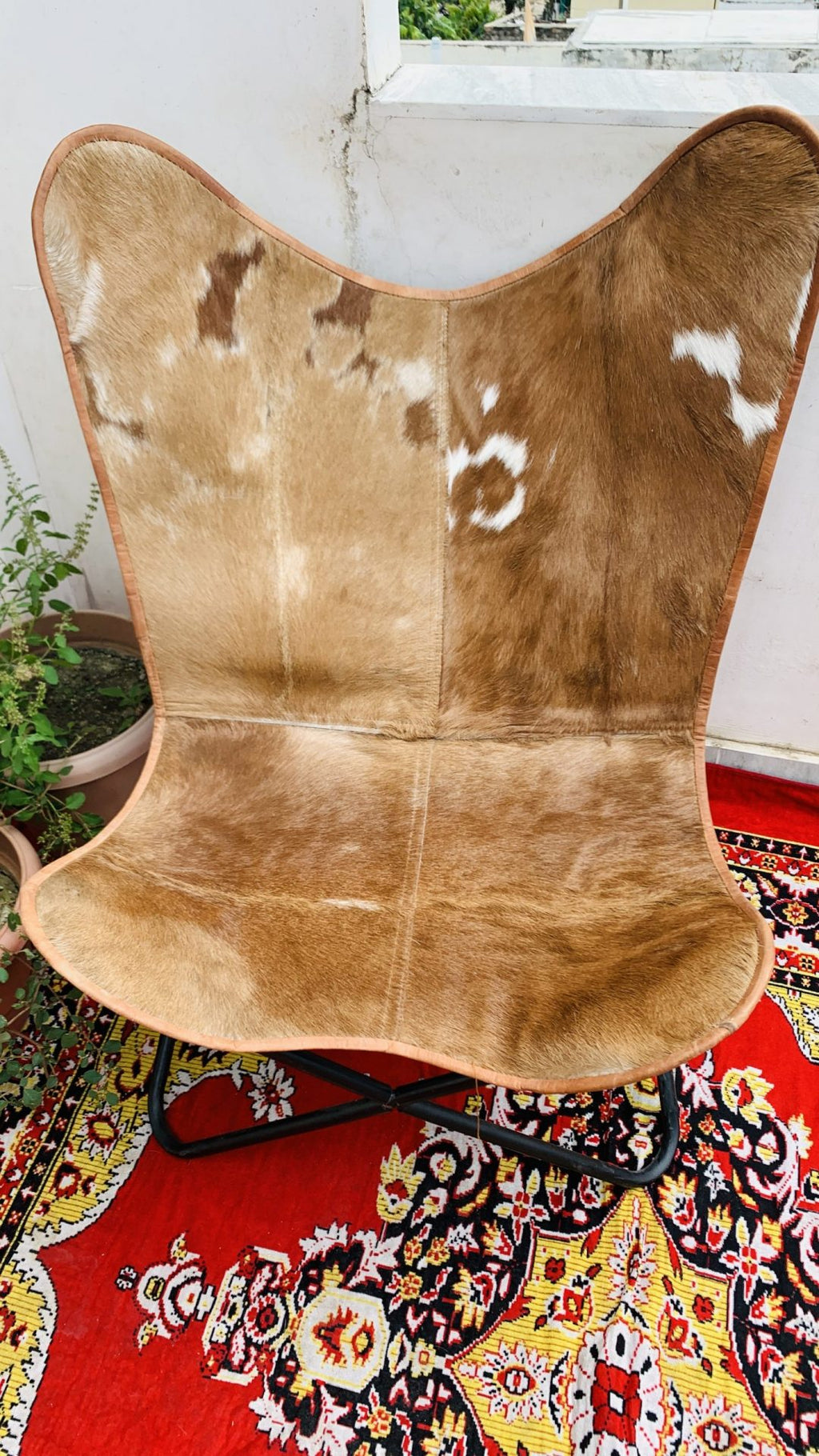 CraftShades Handmade Hairon Leather Butterfly Chair