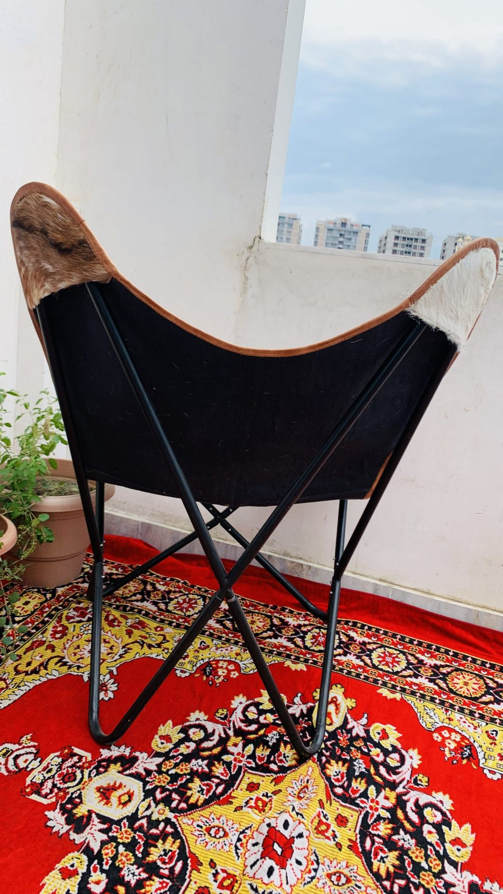 CraftShades Handmade Hairon Leather Butterfly Chair