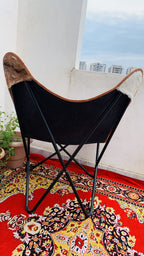 CraftShades Handmade Hairon Leather Butterfly Chair