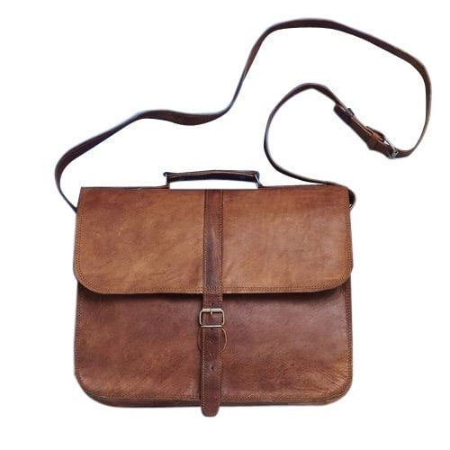 Craftshades - 10*13" Expandable Handcrafted Vintage Goat Leather Bag | 100% Genuine Leather