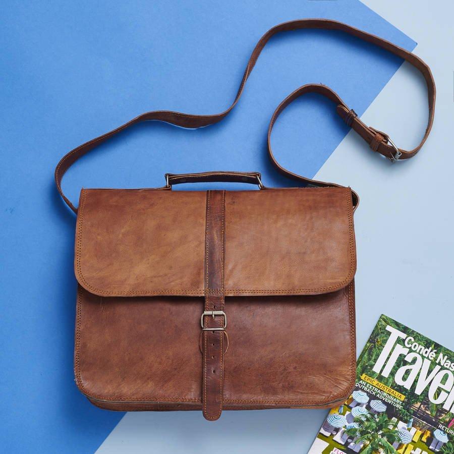 Craftshades – Vintage Single Strip 13"10 Handcrafted Leather Laptop Bag | 100% Genuine Leather
