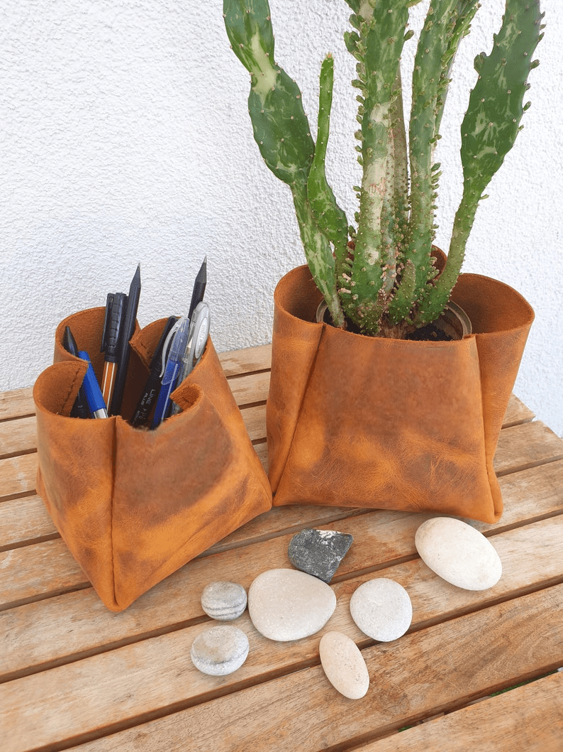 Leather Plant Pot Holder