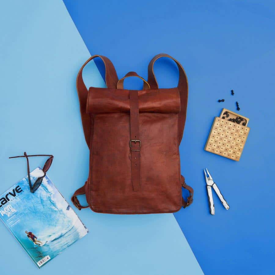 Leather office school college Side bag shoulder bag  | Men's Roll-top Leather Bags