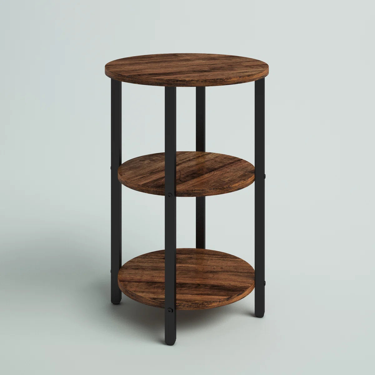 Mauch Round End Table with 3-Tier Storage Shelves