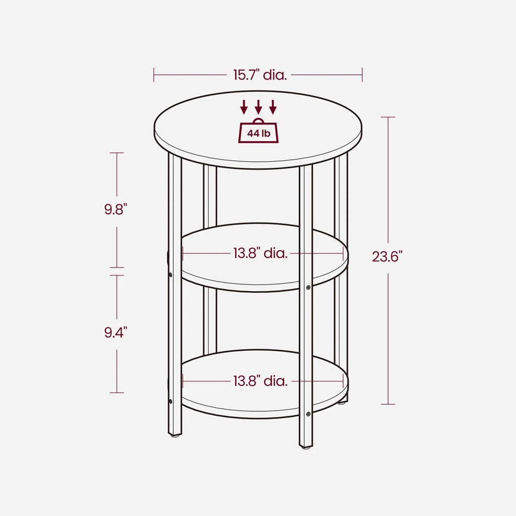 Mauch Round End Table with 3-Tier Storage Shelves