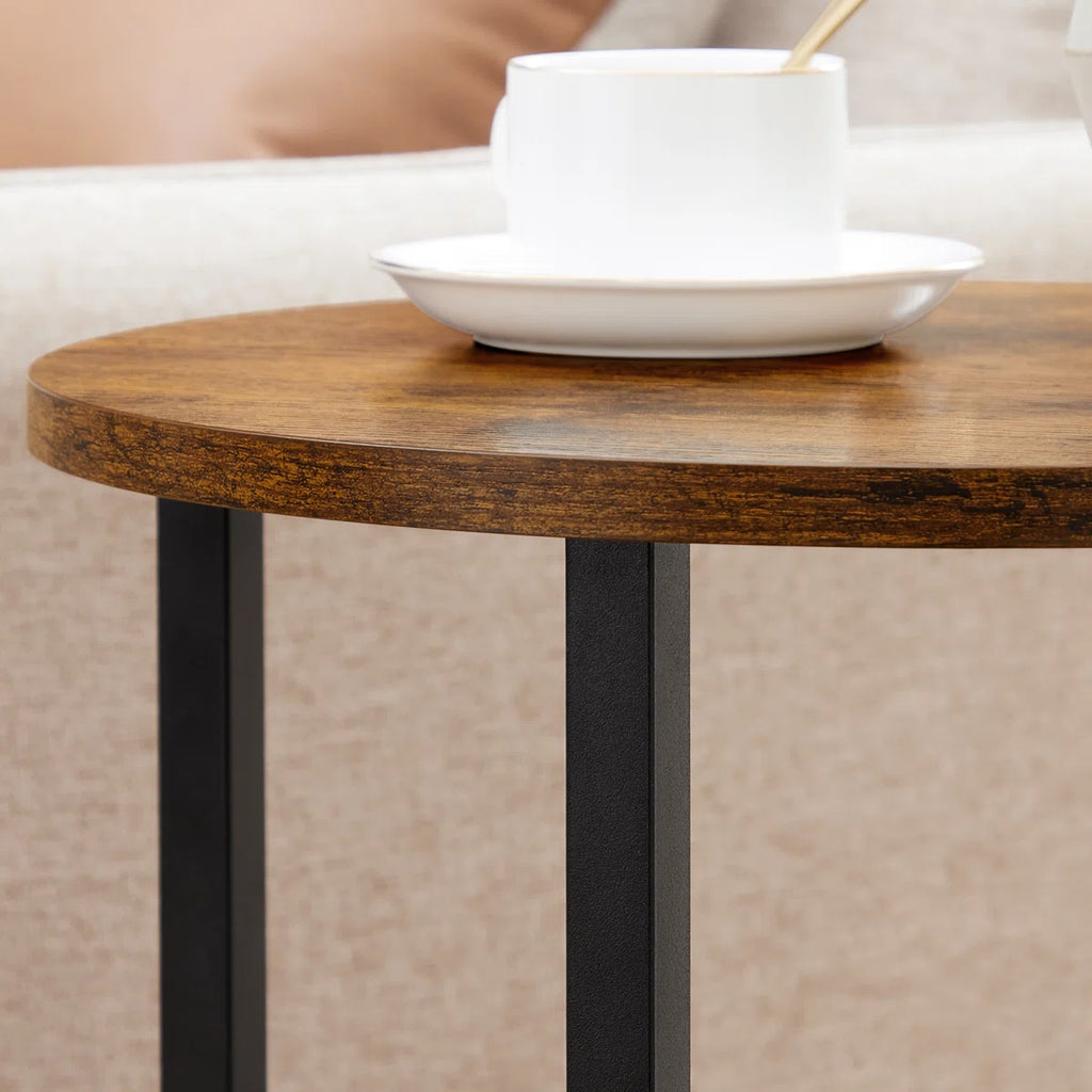 Mauch Round End Table with 3-Tier Storage Shelves