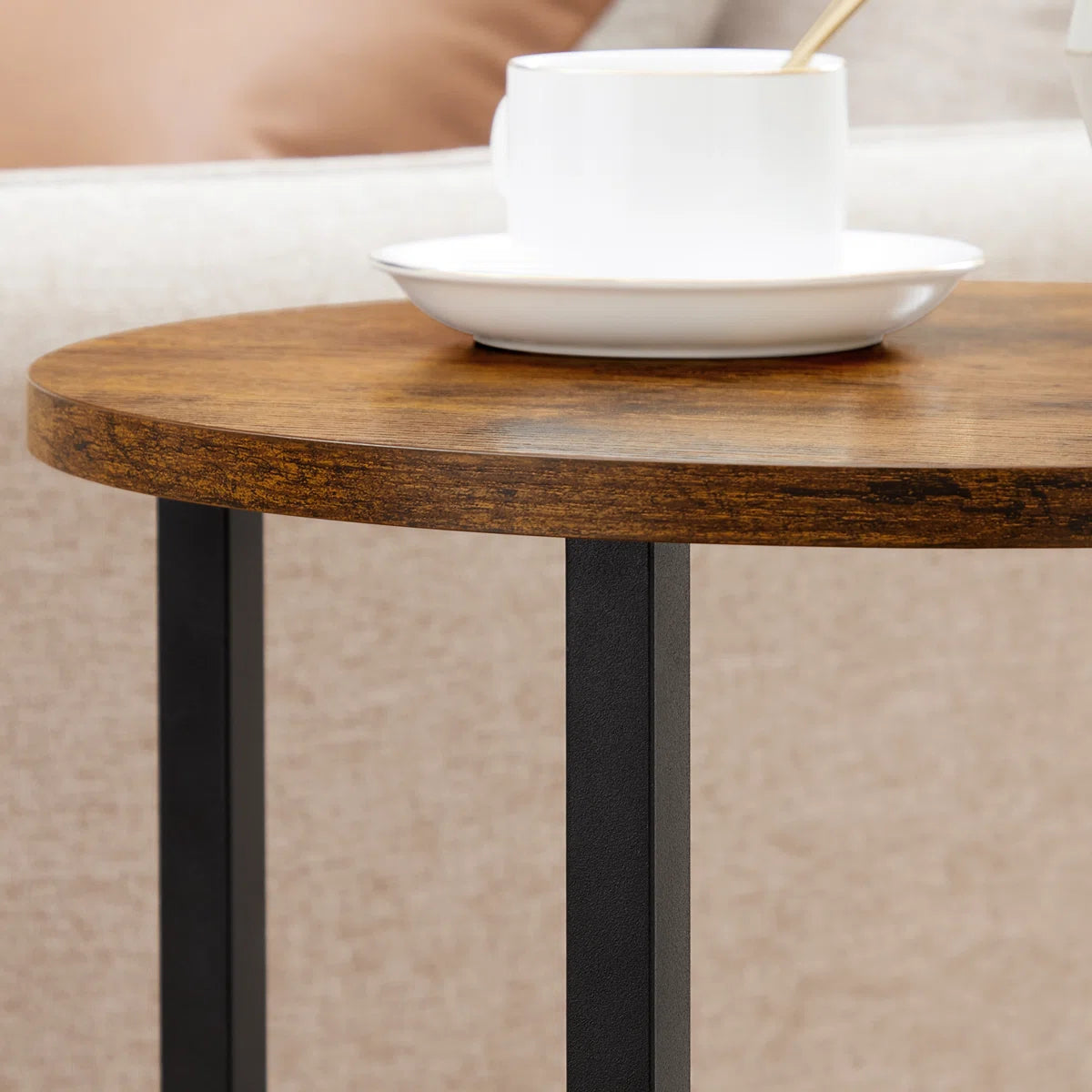 Mauch Round End Table with 3-Tier Storage Shelves