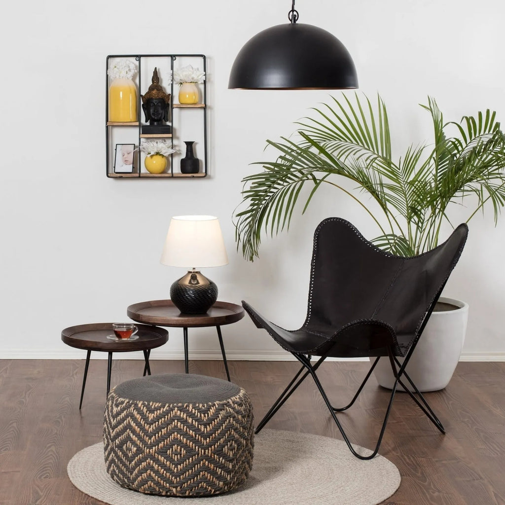 Butterfly Chair black chair Goat leather