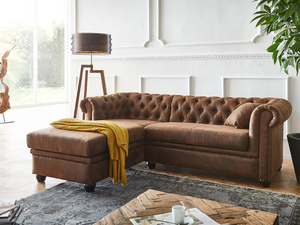 Craftshades Vintage Chesterfield Brown Ottoman Left