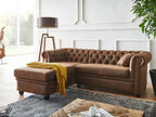 Craftshades Vintage Chesterfield Brown Ottoman Left