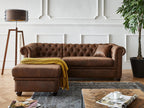 Craftshades Vintage Chesterfield Brown Ottoman Left