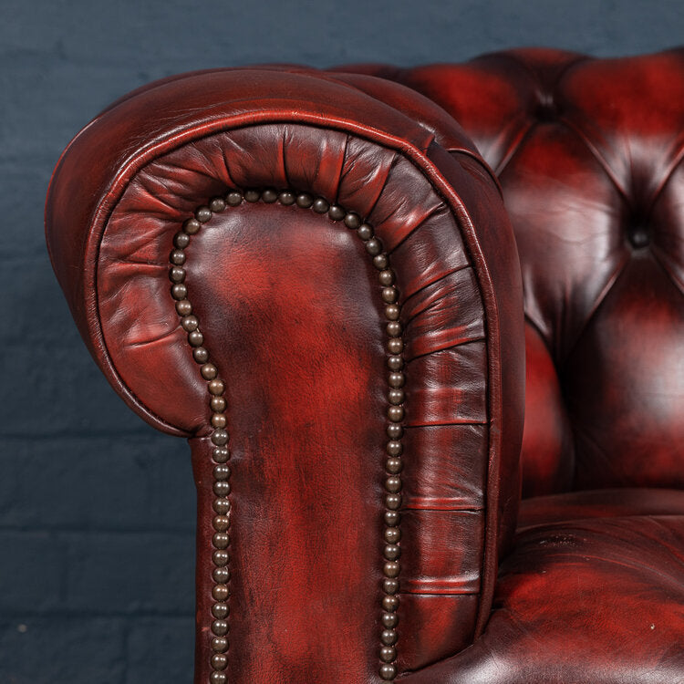 Craftshades Chesterfield Handmade Buckingham 3 Seater Antique Light Rust Leather Sofa