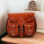 CraftShades -9*11 Inch cross body double pocket sling goat leather bag for boys &amp; girls