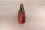 Genuine Leather Zippered Coin Purse with Gusseted Sides