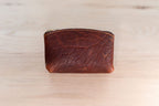Genuine Leather Zippered Coin Purse with Gusseted Sides