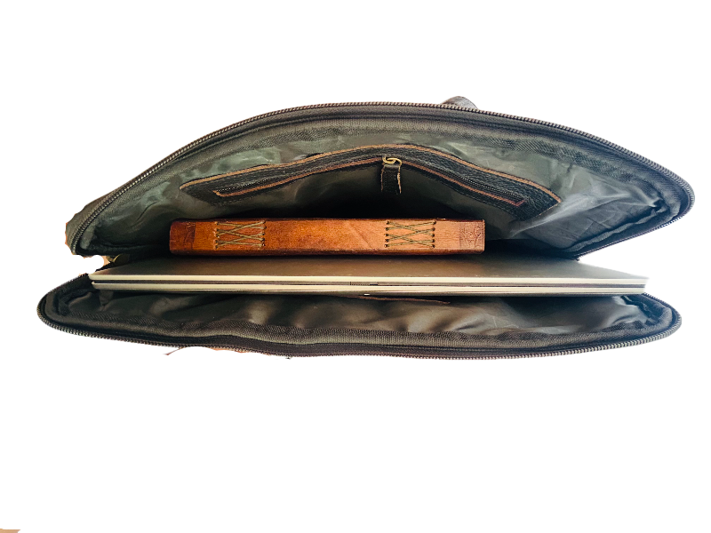 Black color leather buffalo Laptop Bag