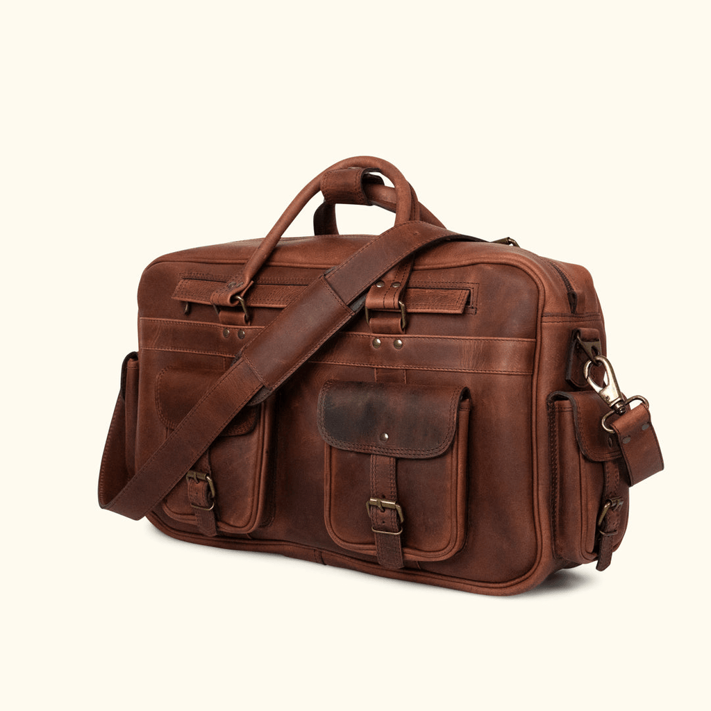 CRAFTSHADES ROOSEVELT BUFFALO LEATHER PILOT BAG - LARGE