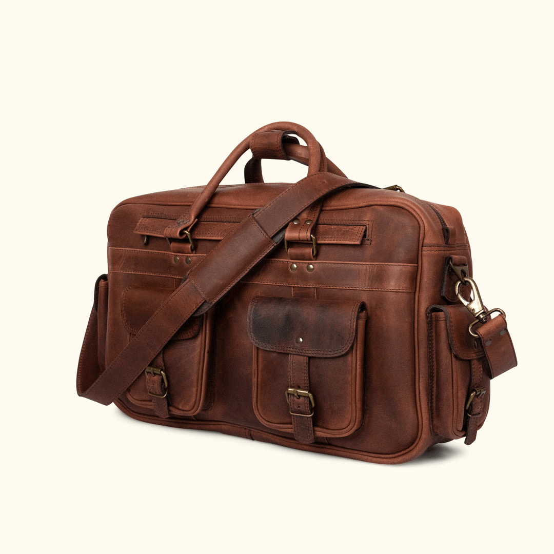CRAFTSHADES ROOSEVELT BUFFALO LEATHER PILOT BAG - LARGE