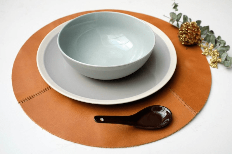 Round Leather Placemats Set