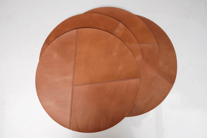 Round Leather Placemats Set