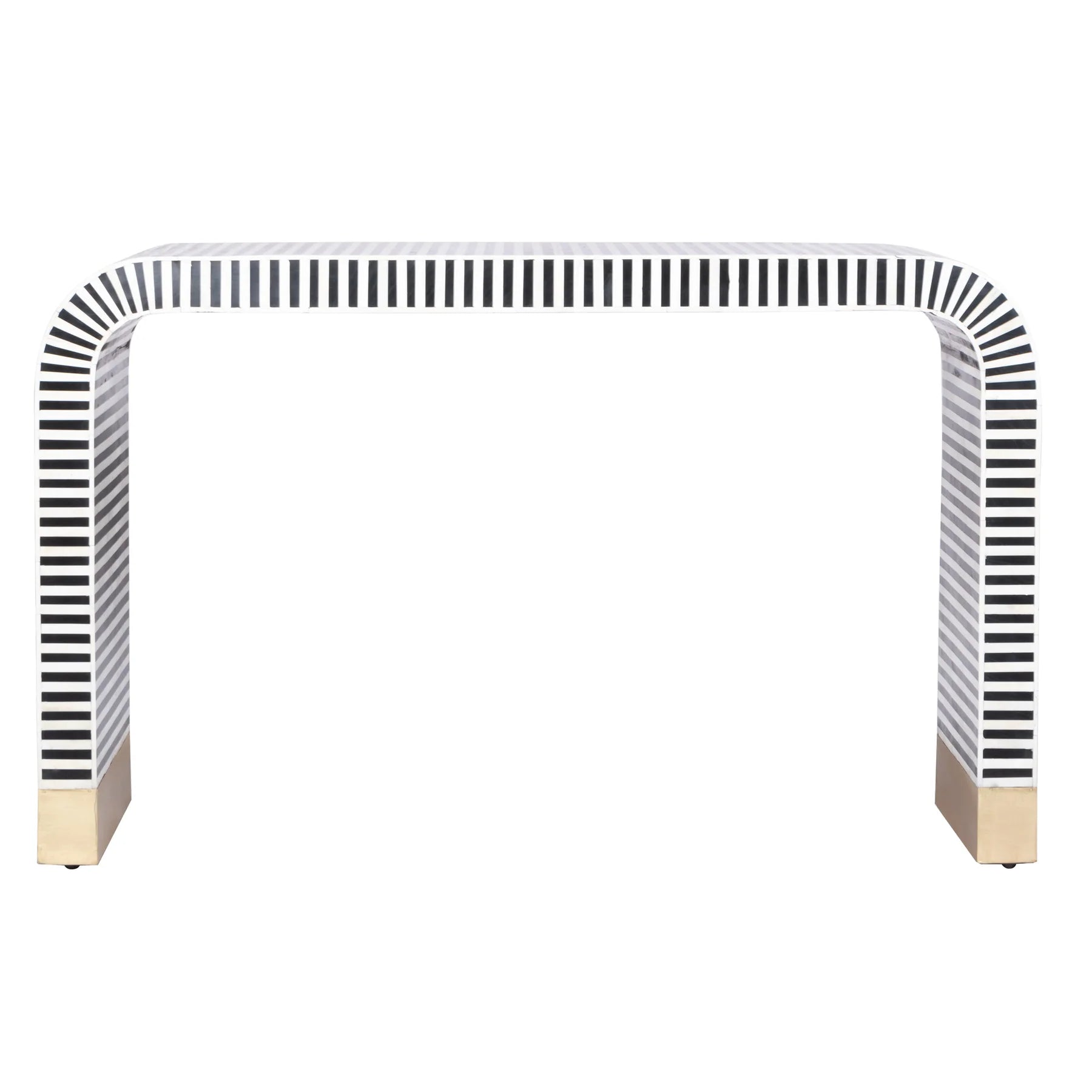 Black and White Striped Bone Inlay Console Table