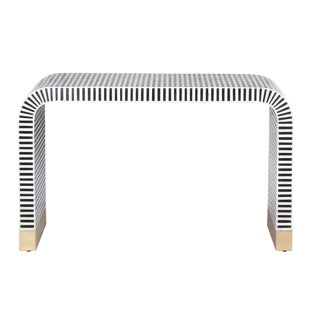 Black and White Striped Bone Inlay Console Table