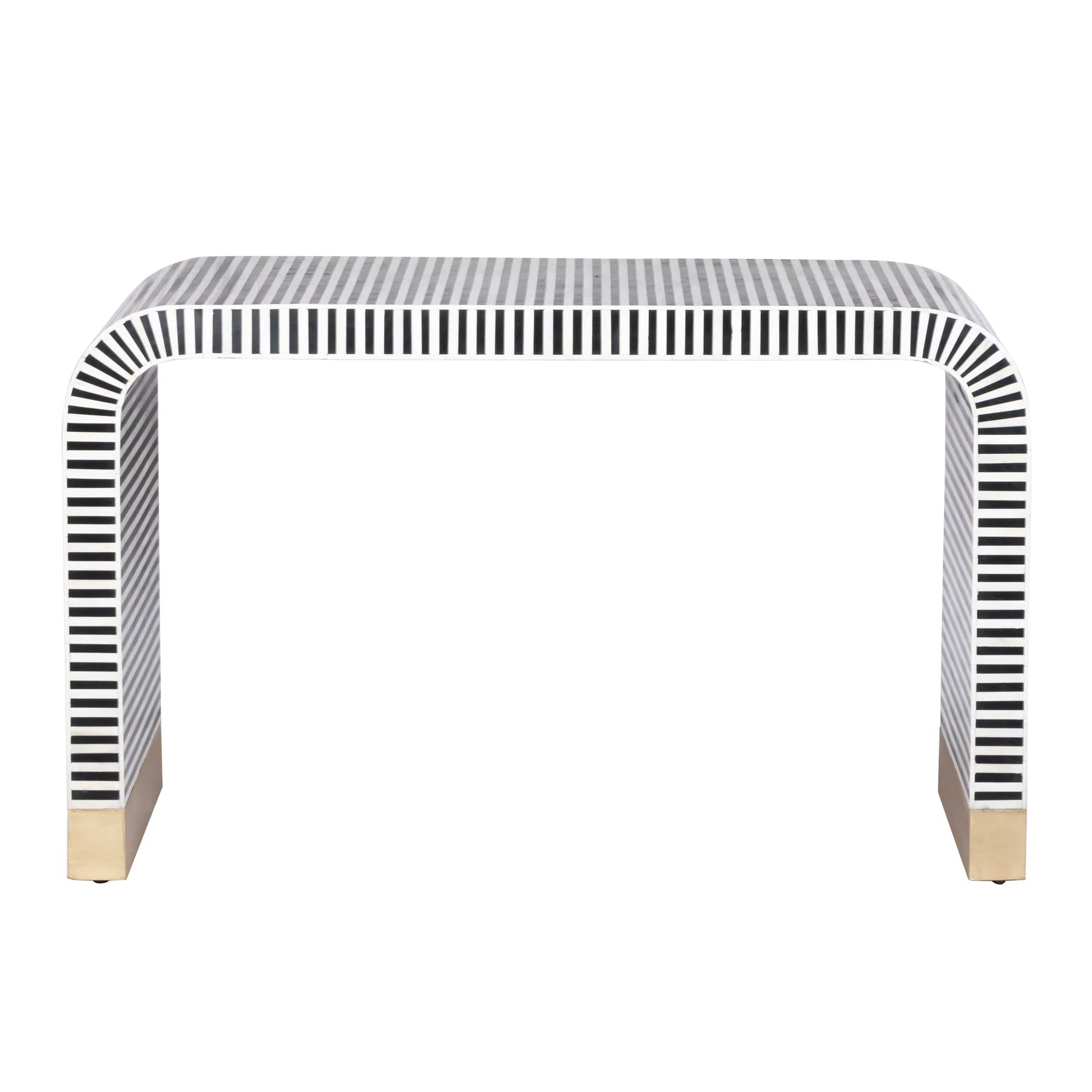Black and White Striped Bone Inlay Console Table