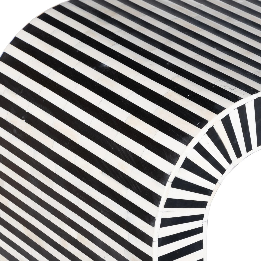 Black and White Striped Bone Inlay Console Table