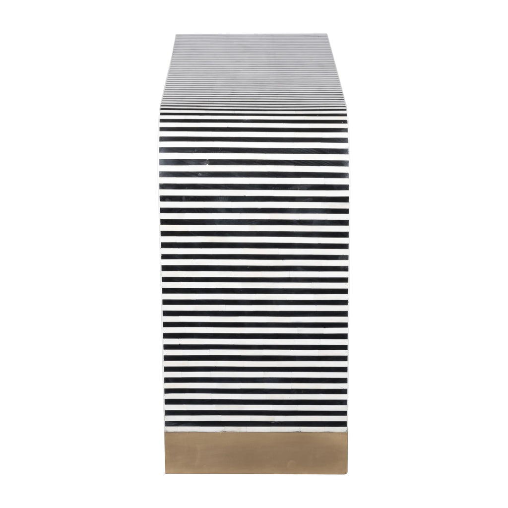 Black and White Striped Bone Inlay Console Table