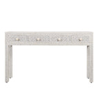 Black Geometric Bone Inlay 4-Drawer Table