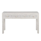 Black Geometric Bone Inlay 4-Drawer Table