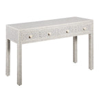 Black Geometric Bone Inlay 4-Drawer Table