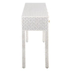 Black Geometric Bone Inlay 4-Drawer Table