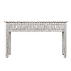 Bone Inlay 3-Drawer Console Table – Black Zig Zag