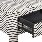 Bone Inlay 3-Drawer Console Table – Black Zig Zag