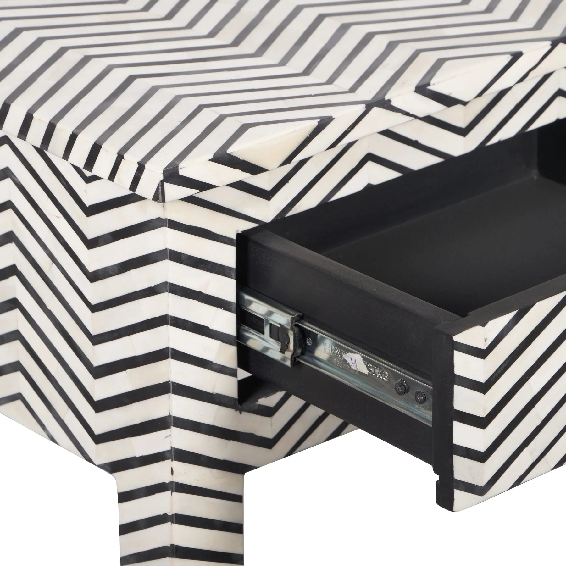 Bone Inlay 3-Drawer Console Table – Black Zig Zag